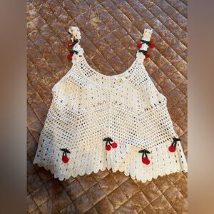 Rebellion new nwot sweater vest tank  embroidered cherries women’s medium